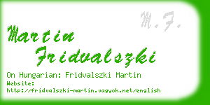 martin fridvalszki business card